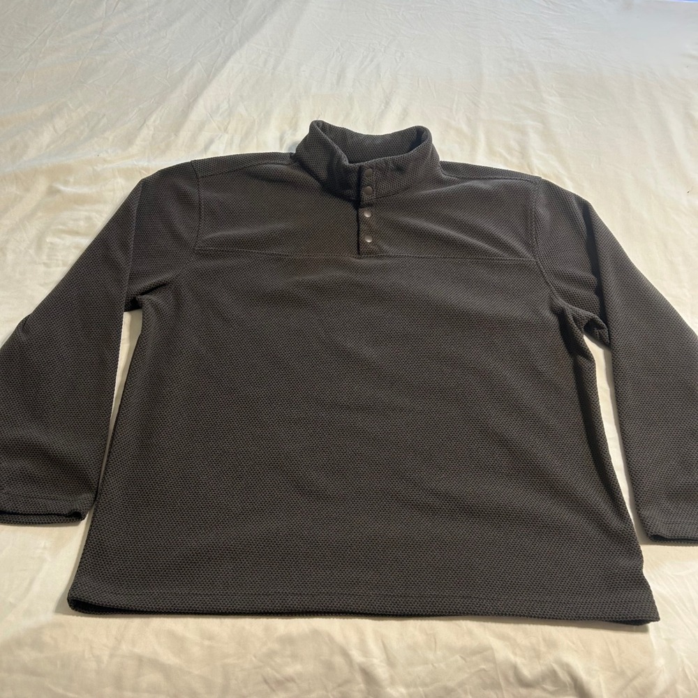 Blue Mountain Mens XL Fleece Pullover Waffle Knit Quarter Snap Gray FMK25-2025